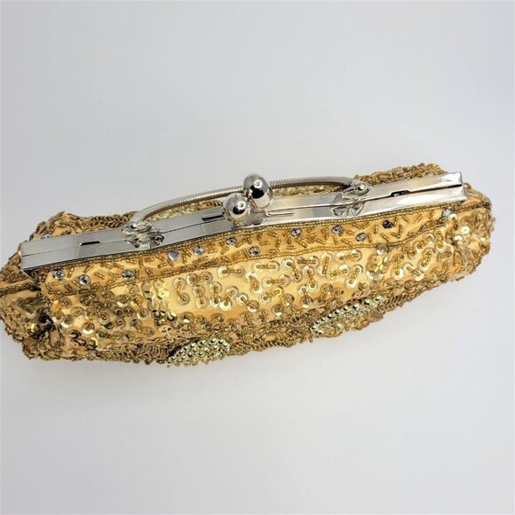 Gold Glitter Evening Clutch Purse - Picture 5 of 13